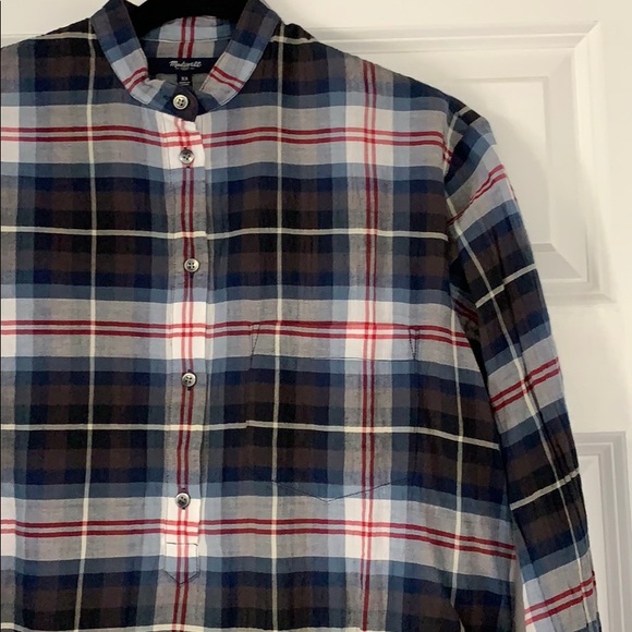 Madewell navy white red plaid tunic top - Picture 2 of 7